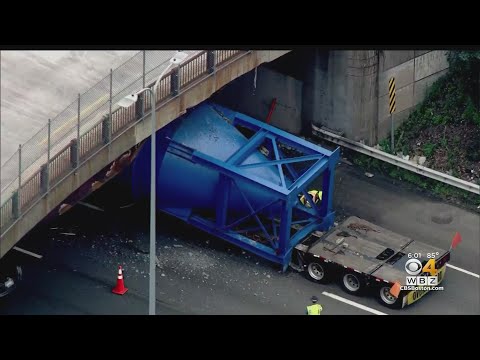 Truck Driver Cited After Hitting Bridge On I-93 In Medford