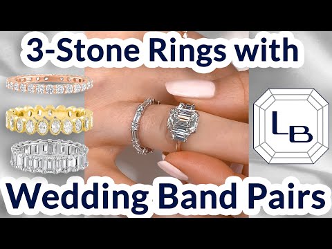 Three-Stone Engagement Ring and Wedding Band Pairings