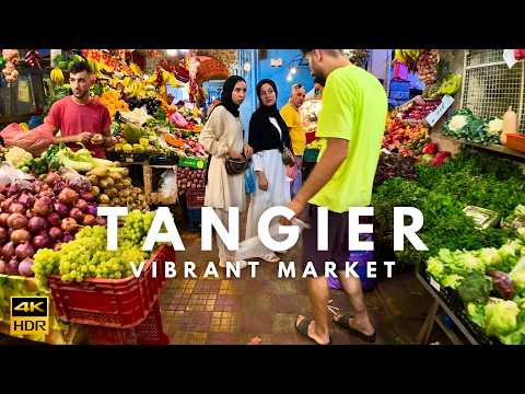 TANGIER Walking Tour – Grand Socco MARKET & Central Fish Market | Morocco 4K HDR