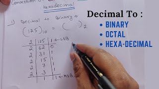 Decimal to Binary Octal Hexadecimal conversion in Hindi | Digital electronics tutorials