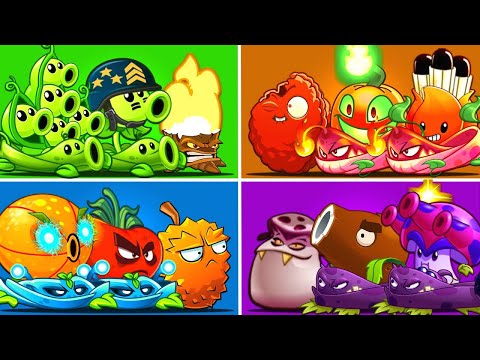 4 Team Plants x Vine x Defense Vs 100 Zombies - PvZ 2 Gameplay