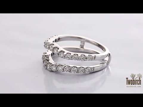 1.01ct. Double Shared Prong Curved Ring Guard - TwoBirch TB-GUARD-0078-WG-L