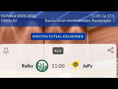 Raiku - JuPy, Miesten Futsal-Kolmonen, 17.01.2026