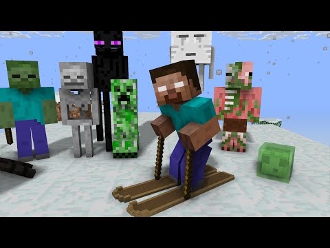 Monster School: Skiing - Minecraft Animation