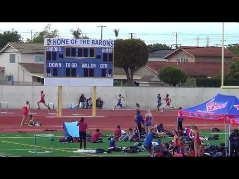 JVB 300m Hurdles vs Fountain Valley 3-21-18 - Los Alamitos Boys