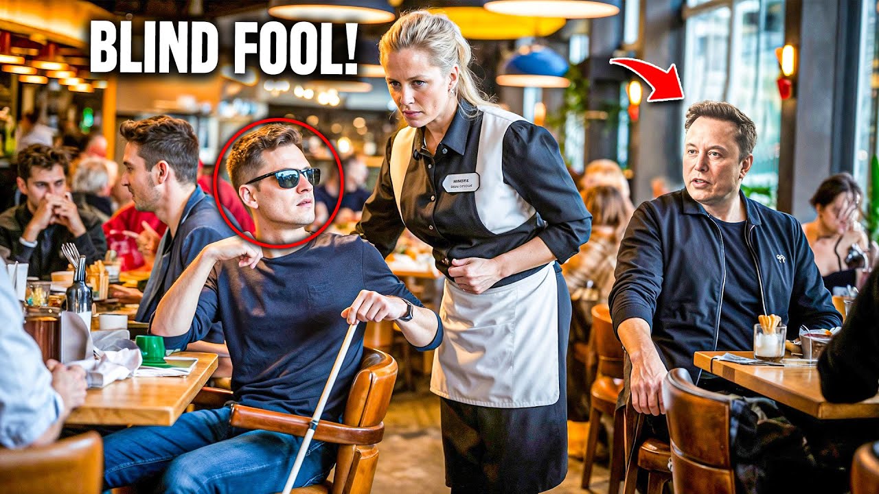 Waitress Is Rude To A Blind Man, Unaware Elon Musk Is Sitting Right Behind Them!!