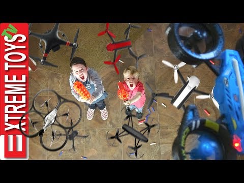 Attack of the Drones! Nerf Battle Ethan and Cole Vs. Machines