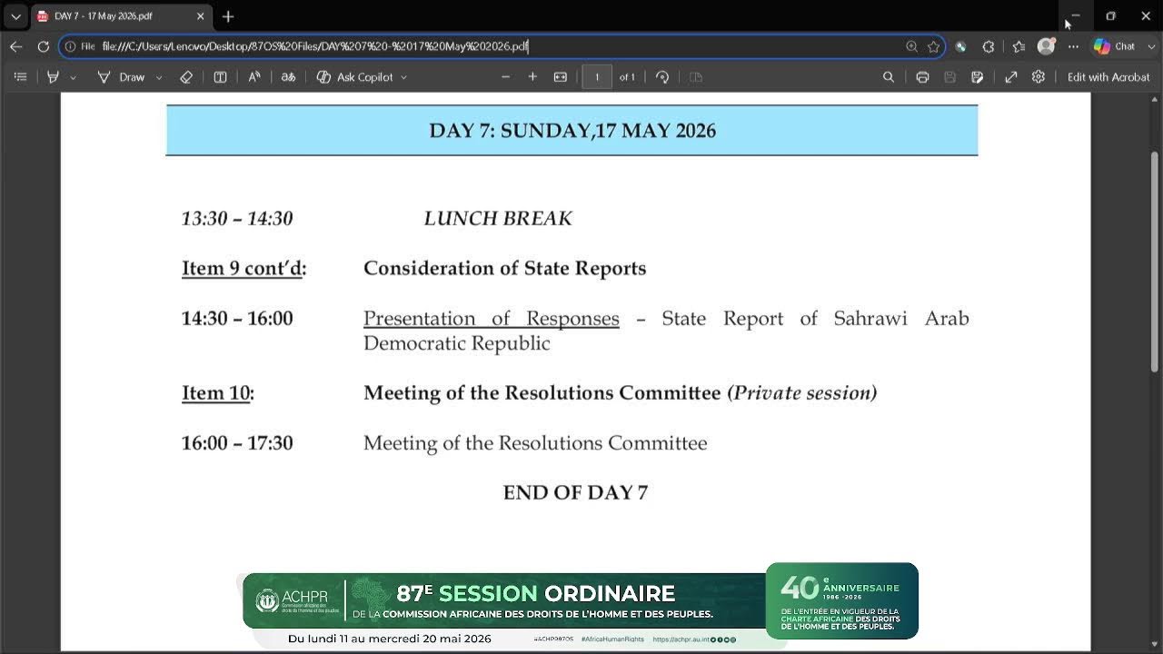 JOUR 6 - 87e session ordinaire