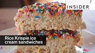 These are Rice Krispie Treat ice cream sandwiches