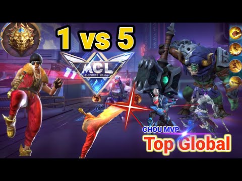 Top Global​ Play 1 VS 5 CHOU PLAYER SUPREME (Extremely fierce chase) MLBB