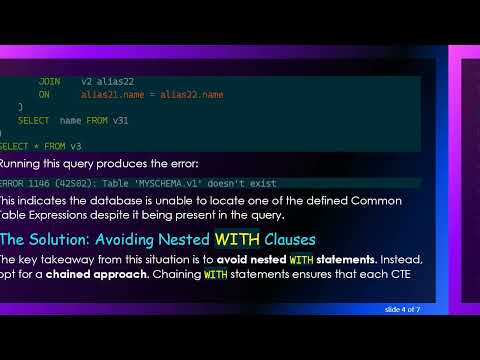 Troubleshooting the Table Not Found Error in MariaDB with Nested WITH Statements