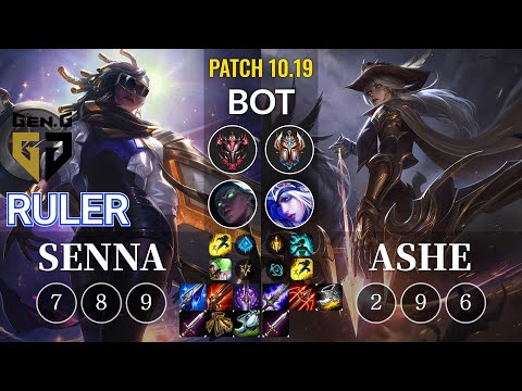 GEN Ruler Senna vs Ashe Bot - KR Patch 10.19