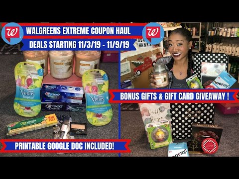 WALGREENS EXTREME COUPON HAUL DEALS STARTING 11/3/19~9 ITEMS .53 CENTS~PLUS BONUS GIVEAWAY ENTER NOW Video
