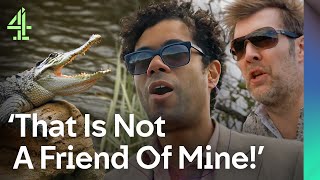 Rhod Gilbert & Richard Ayoade Are BRICKING It During Close Encounter With Alligators
