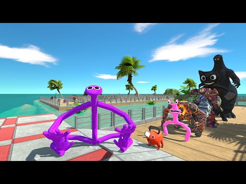 Rainbow Friends Purple vs Heisei Godzilla OASIS DEATH RUN - Animal Revolt Battle Simulator
