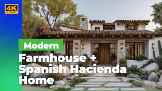 Modern Farmhouse + Spanish Hacienda Home 2025 | Rustic Courtyards & Elegant Inte