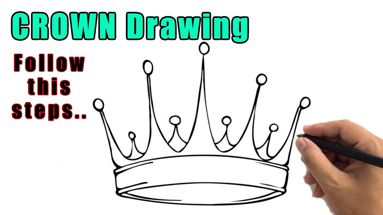How to Draw a Crown Outline Drawing | Easy Crown Sketch Step by Step for Beginners