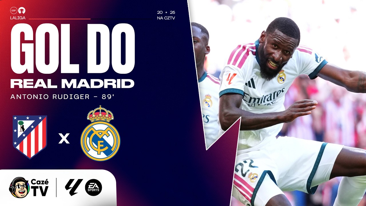 GOL DO REAL MADRID! RUDIGER SOBE DE CABEÇA E DIMINUI CONTRA O ATLÉTICO EM LALIGA!