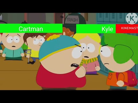 Kyle and Cartman Fight at School With HealthBars