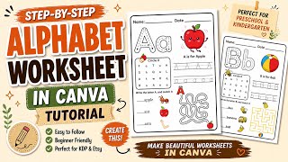 How to Create an Alphabet Tracing Worksheet in Canva | Step-by-Step Canva Tutorial for Beginners