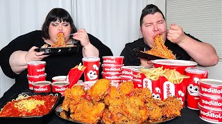10,000 Calorie Jollibee Feast with Hungry Fat Chick • MUKBANG