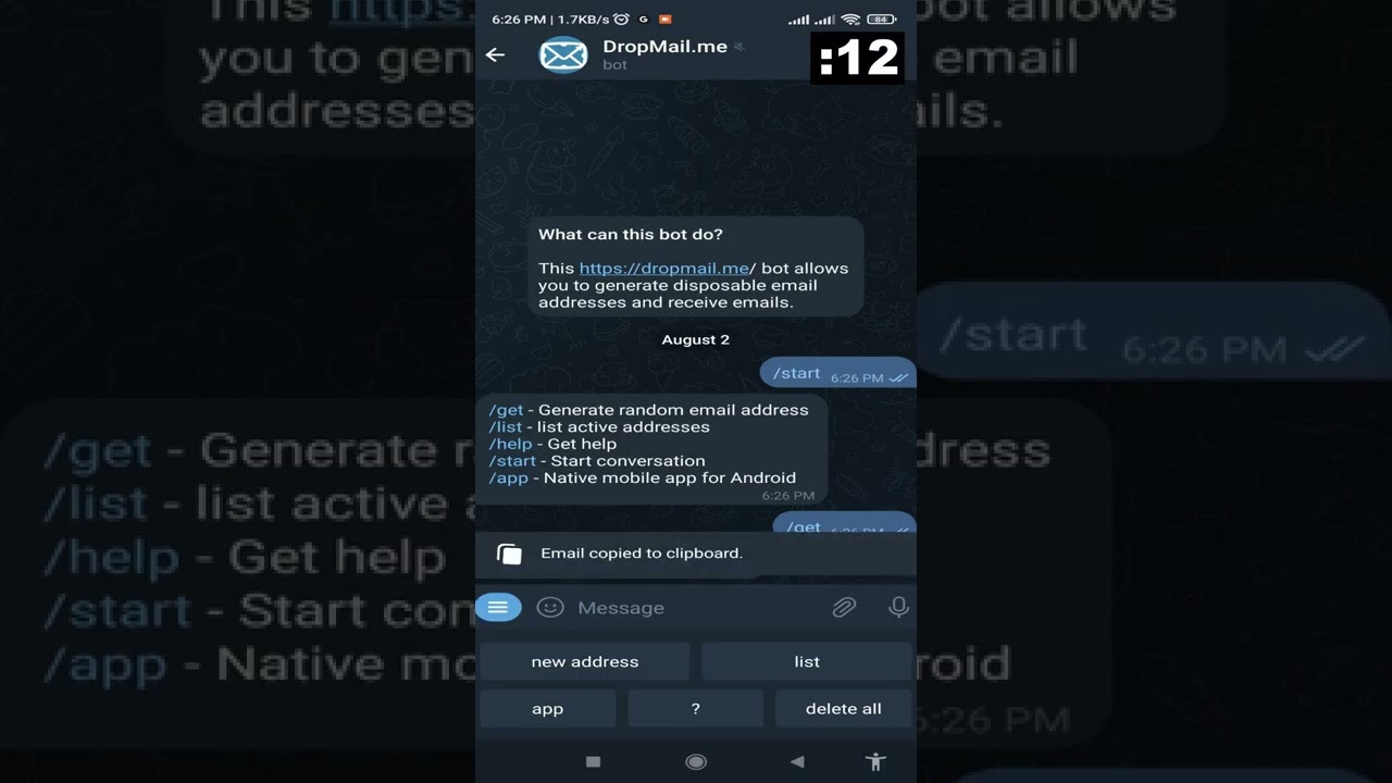 Telegram bot free disposable emails #telegram #tricks #technology #techtricks #viral  #shorts #bot