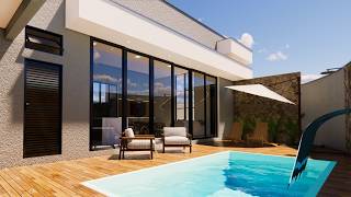 CASA DE ESQUINA MODERNA - 2 QUARTOS - PISCINA !!!