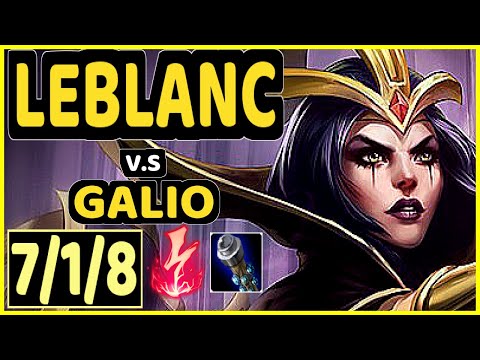TINOWNS (LEBLANC) vs GALIO - 7/1/8 KDA MID CHALLENGER GAMEPLAY - BR