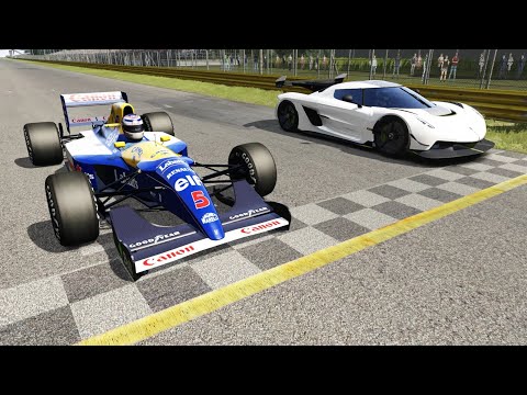 F1 1992 Williams FW14B Nigel Mansell vs Koenigsegg Jesko at Monza Full Course