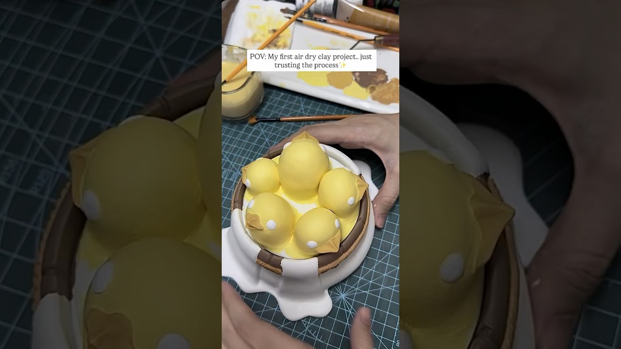 Painting & glazing process🎨✨(inspired by Ghibli Onsen Duck Bath Scene in Spirited Away) #airdryclay