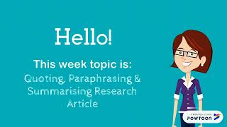 HOW TO : Quote, Paraphrase & Summarize