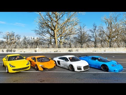 Bugatti EB110 VS Ferrari GTC4Lusso VS Audi R8 V10 Plus VS McLaren 650S - Forza Horizon 4