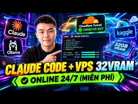 VPS AI Cloudflare Online 24/7: Kết Nối Ollama Vào Claude Code Chạy Qwen Coder Cực Mượt!