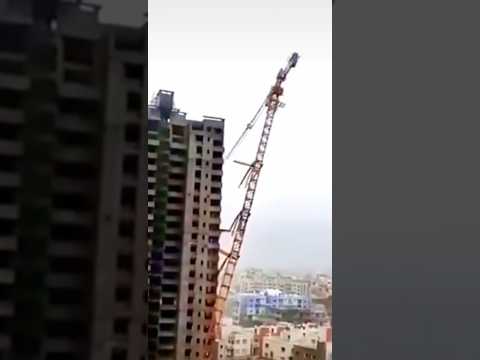 A view of the tower crane collapsing | The building is broken | The tower collapses  #shorts