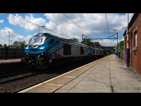 DRS Class 68 No's. 68032 & 68028 & 68029 on 0Z68 Crewe G.B - York @ Guide Bridge on 21.05.20 - HD