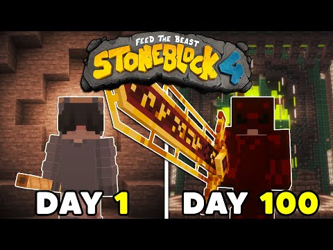 I Survived 100 Days in FTB STONEBLOCK 4 in Minecraft