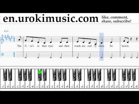 Piano lessons (right hand) Michael Jackson - Beat It Sheet Music Tutorial Part#2 um-i352