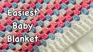 Easiest crochet baby blanket/ crochet granny stripe blanket/ easy baby blanket/ beginner friendly