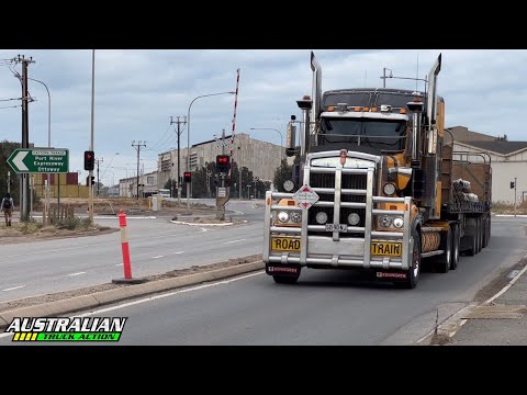 Kenworth T904 road train taking off, awesome sound!