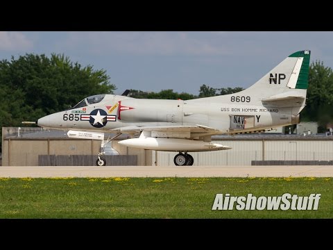 A-4 Skyhawk Arrival and Flybys - EAA AirVenture Oshkosh 2016