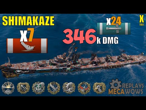 Shimakaze 7 Kills & 346k Damage | World of Warships Gameplay
