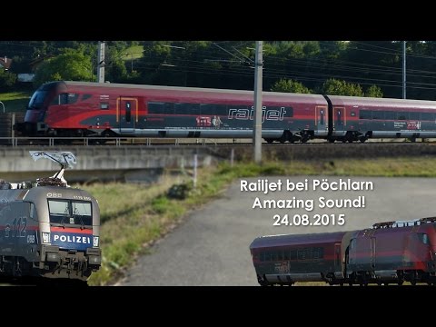 Railjet mit "Polizei Werbelok" (200km/h) » Bahn961