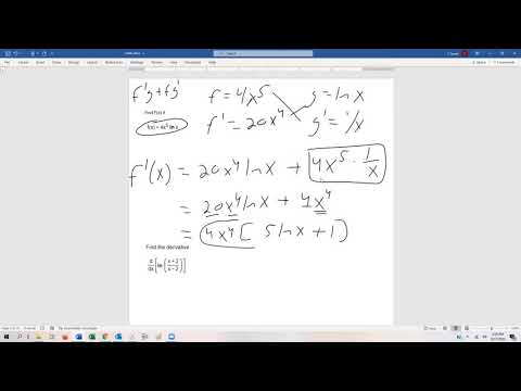 3 9 1 Math 203  Derivatives of Logarithms