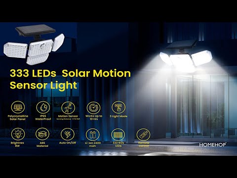 Homehop Solar Motion Sensor Wall Light for Outdoor, 333 Led's