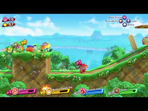 Kirby Star Allies (Switch) - 03 - World 1: Dream Land - Honey Hill (2-Player Playthrough)
