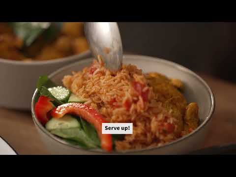 Tomato Rice Turmeric Chicken and Spinach Salad