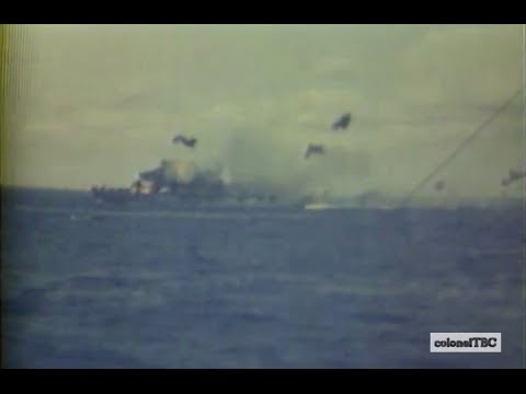 Kamikaze attacks aircraft carrier USS Hancock (CV-19) - 7 April 1945