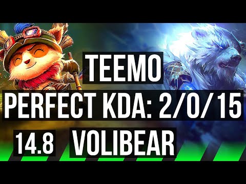 TEEMO vs VOLIBEAR (JGL) | 2/0/15, 800+ games | EUW Master | 14.8