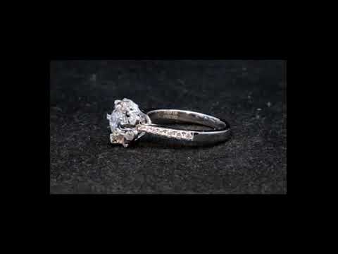 0.5ct Diamond Engagement Ring F color with Pave Setting in 10k Gold GDTC Certified
