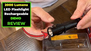 2000 Lumens LED Flashlight Rechargeable Demo Review